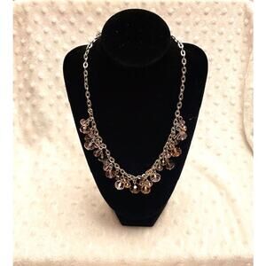 Vintage Pink/Maroon Glass Beaded Necklace Chunky Dangle Signed Avenue 22”